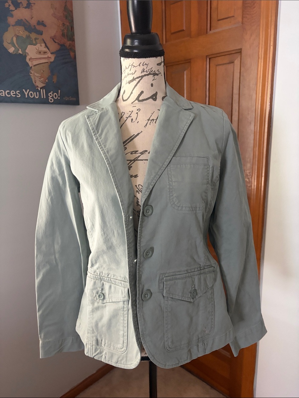 Eddie Bauer Sage Green Cotton Blazer Jacket